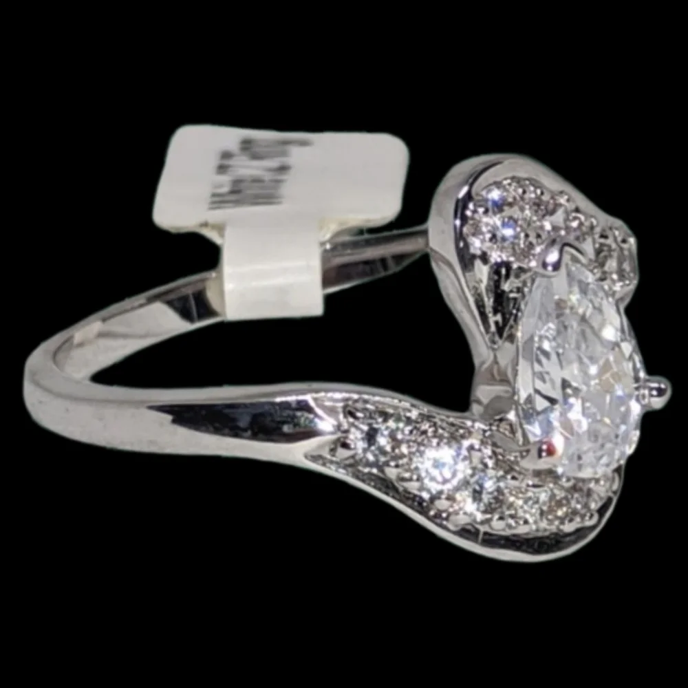 White Gold Plated with CZ Center Stone. Size 12 NWOT